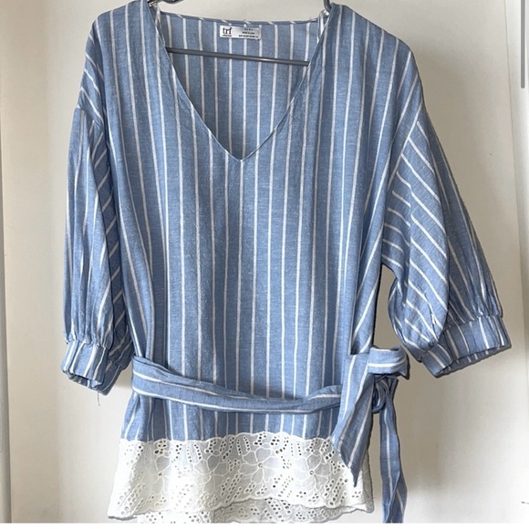 Zara Top striped blue and white - Picture 2 of 4